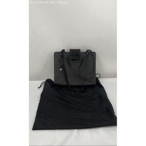 Dana B & Karen Dark Gray & Faux Croc Leather Shoulder Bag Purse W Dust Bag Great